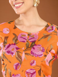 Antheaa Printed Embellished Round Neck Top With Palazzos