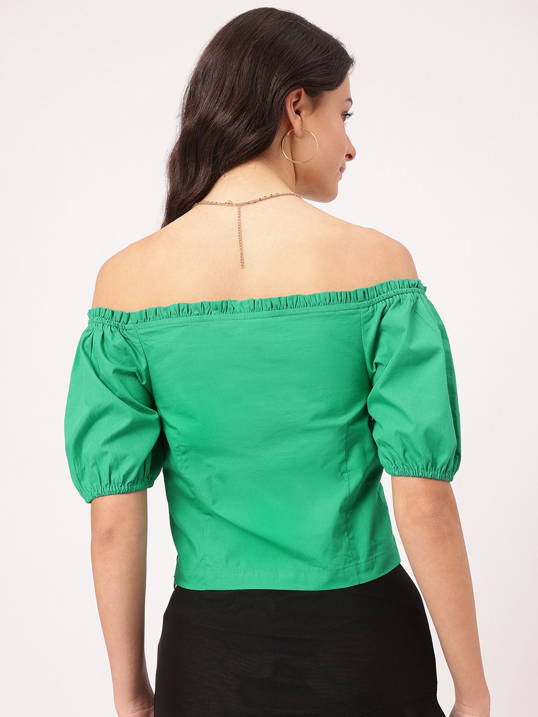 DressBerry Edgy Existence Ruched Bardot Crop Top