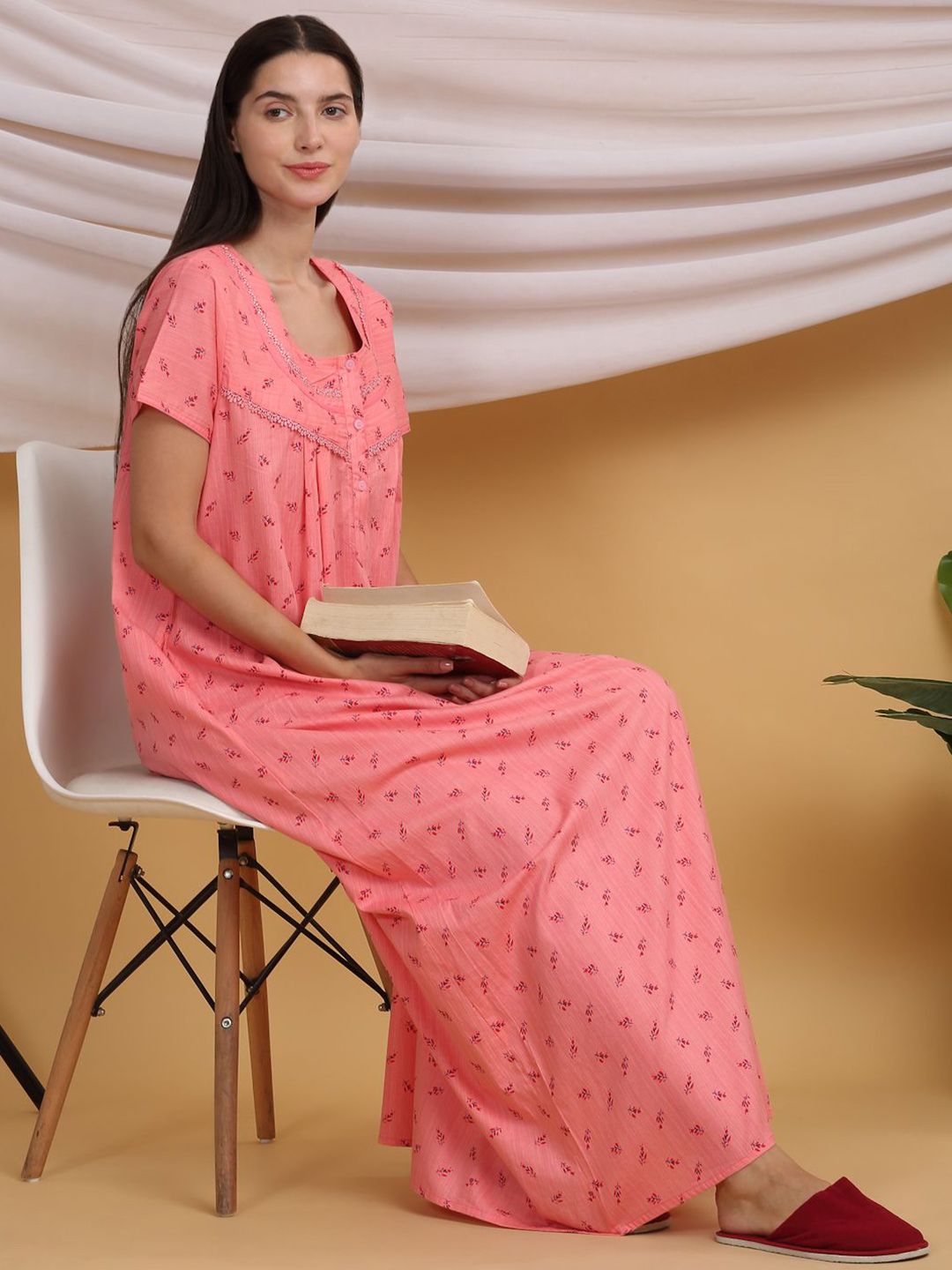 Sweet Dreams Printed Pure Cotton Maxi Nightdress