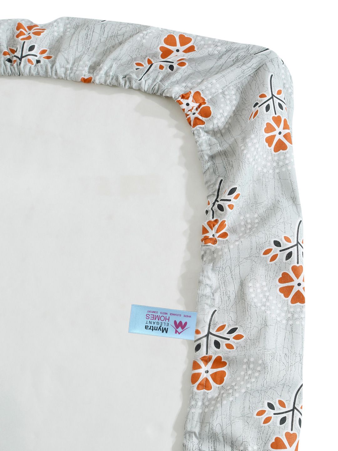 Myntra Elegant Homes Bunga Kelabu 400 TC Set Cadar King Kapas Dipasang 2.50 m x 2.25 m