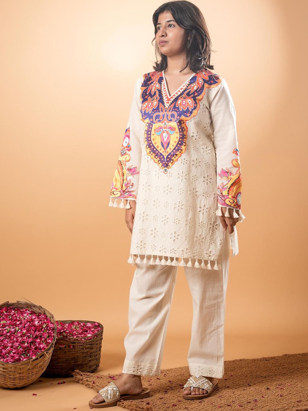 Mamicha Printed V-Neck Tunic With Palazzo Co-Ords