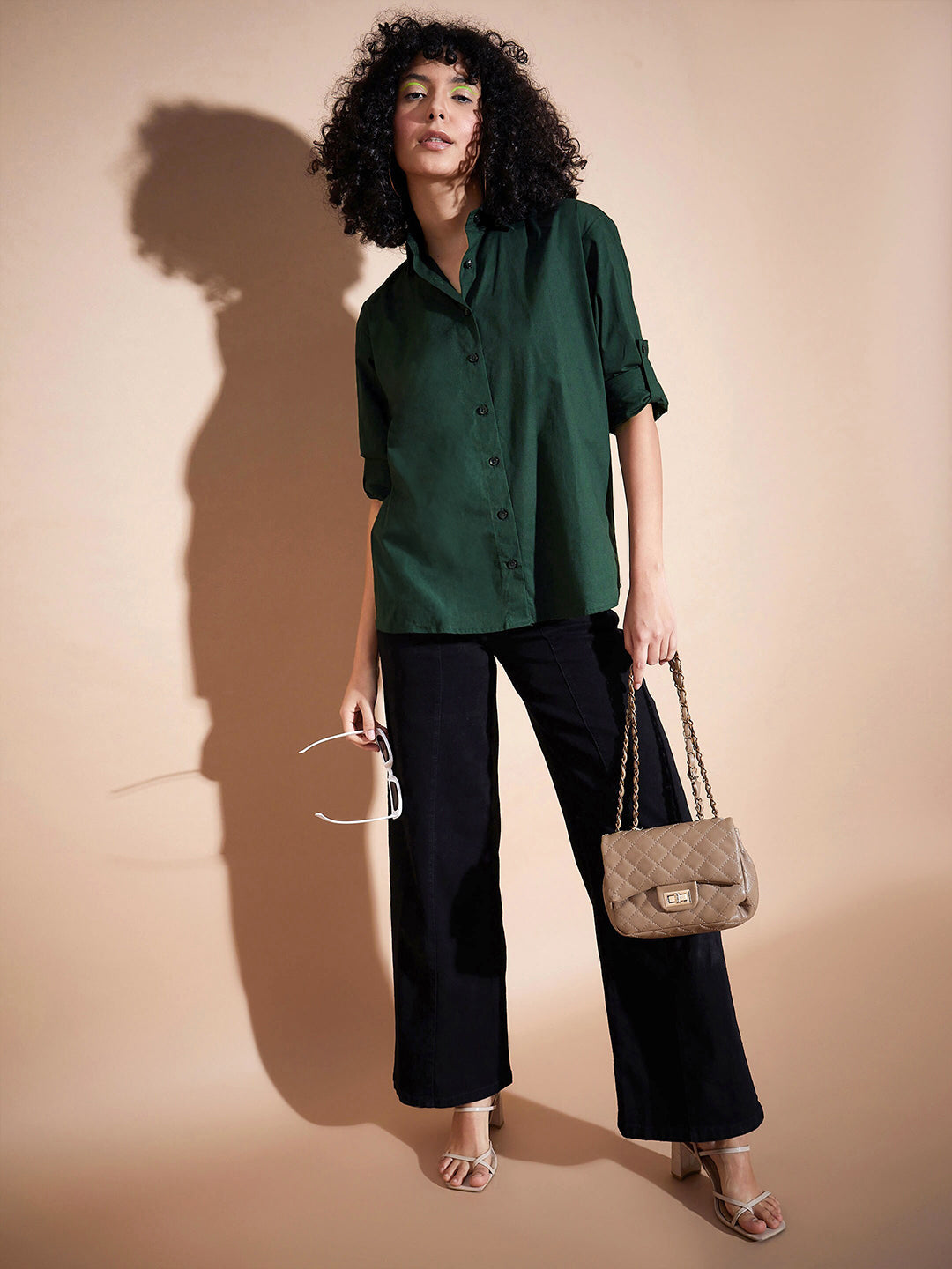 SASSAFRAS BASICS Spread Collar Pure Cotton Oversized Casual Shirt