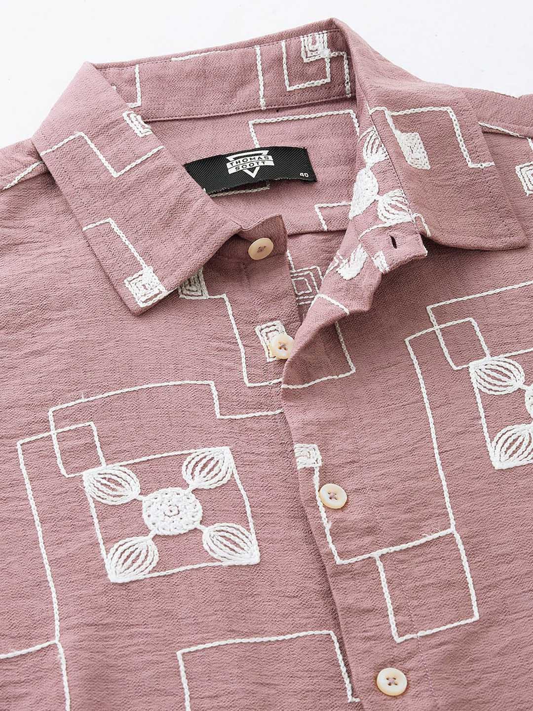 Thomas Scott Men Embroidered Regular Fit Casual Shirt