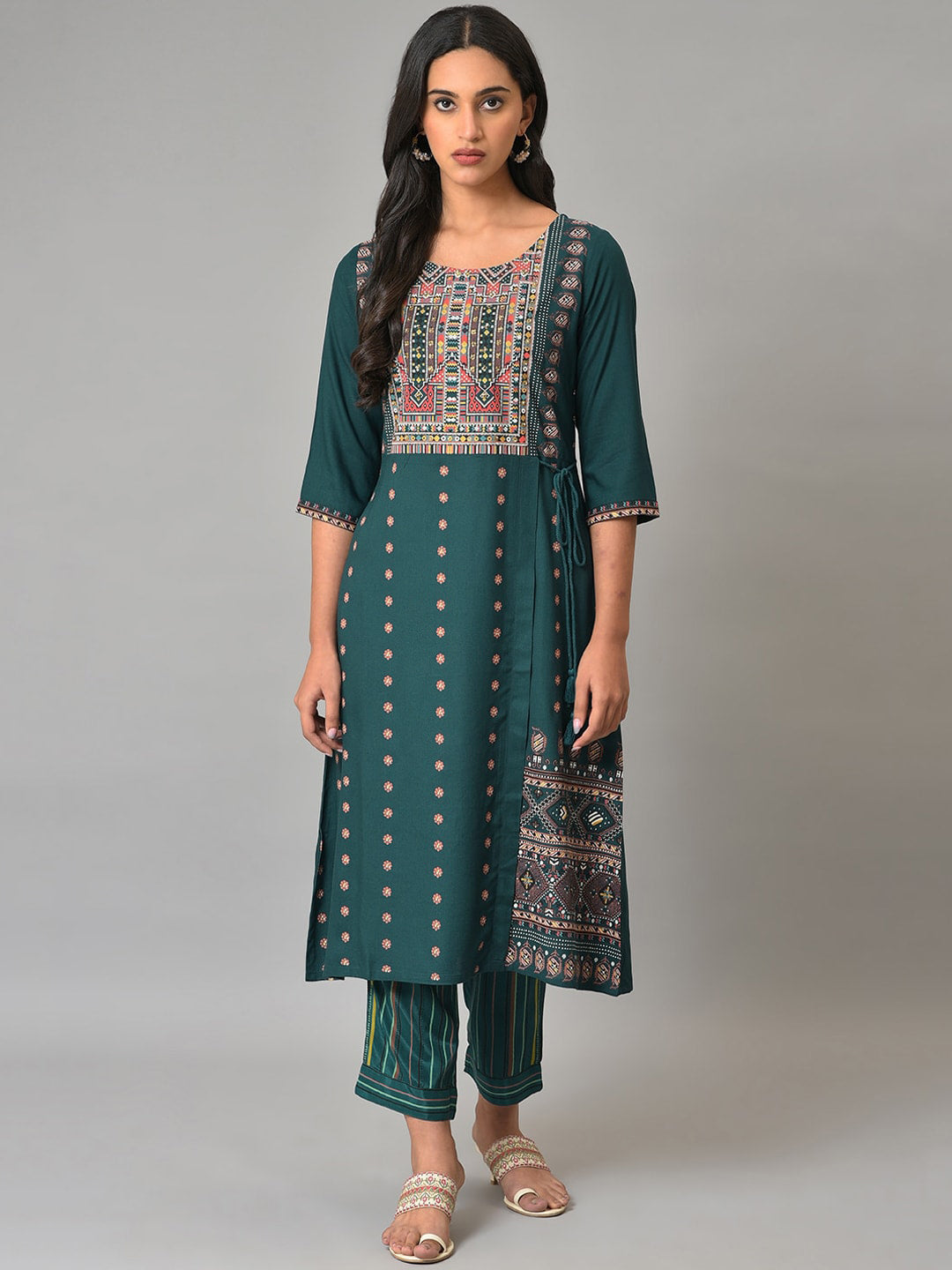 W Women Ethnic Motifs Printed Layered Kurta