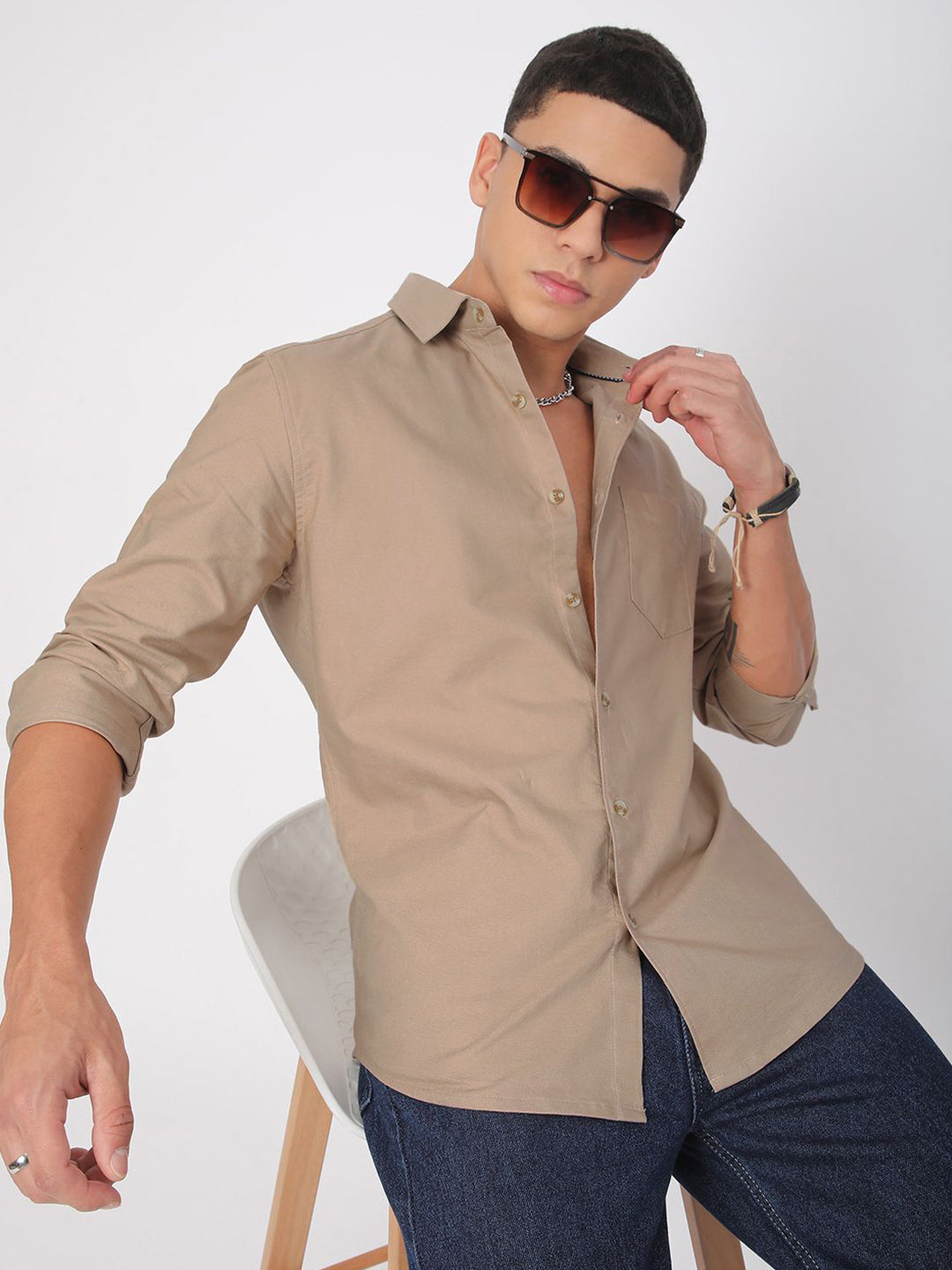 VASTRADO Men Classic Slim Fit Opaque Casual Shirt