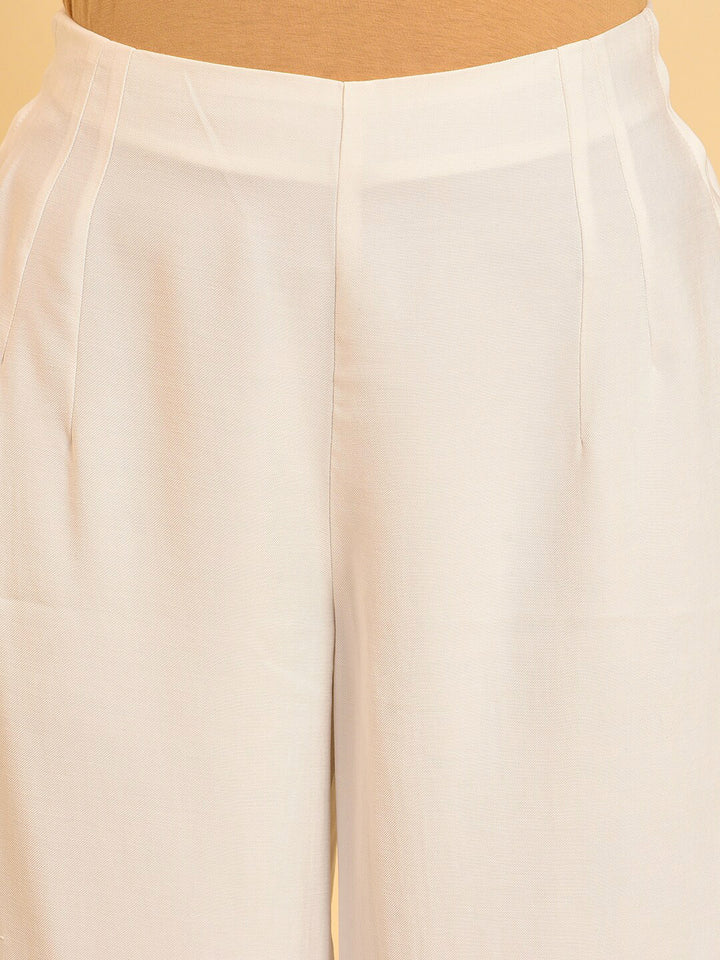 W Women White Mid-Rise Parallel Trousers