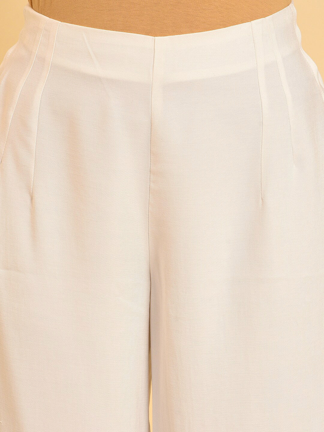 W Women White Mid-Rise Parallel Trousers