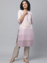 AURELIA Band Collar Woven Design Zari Kurta