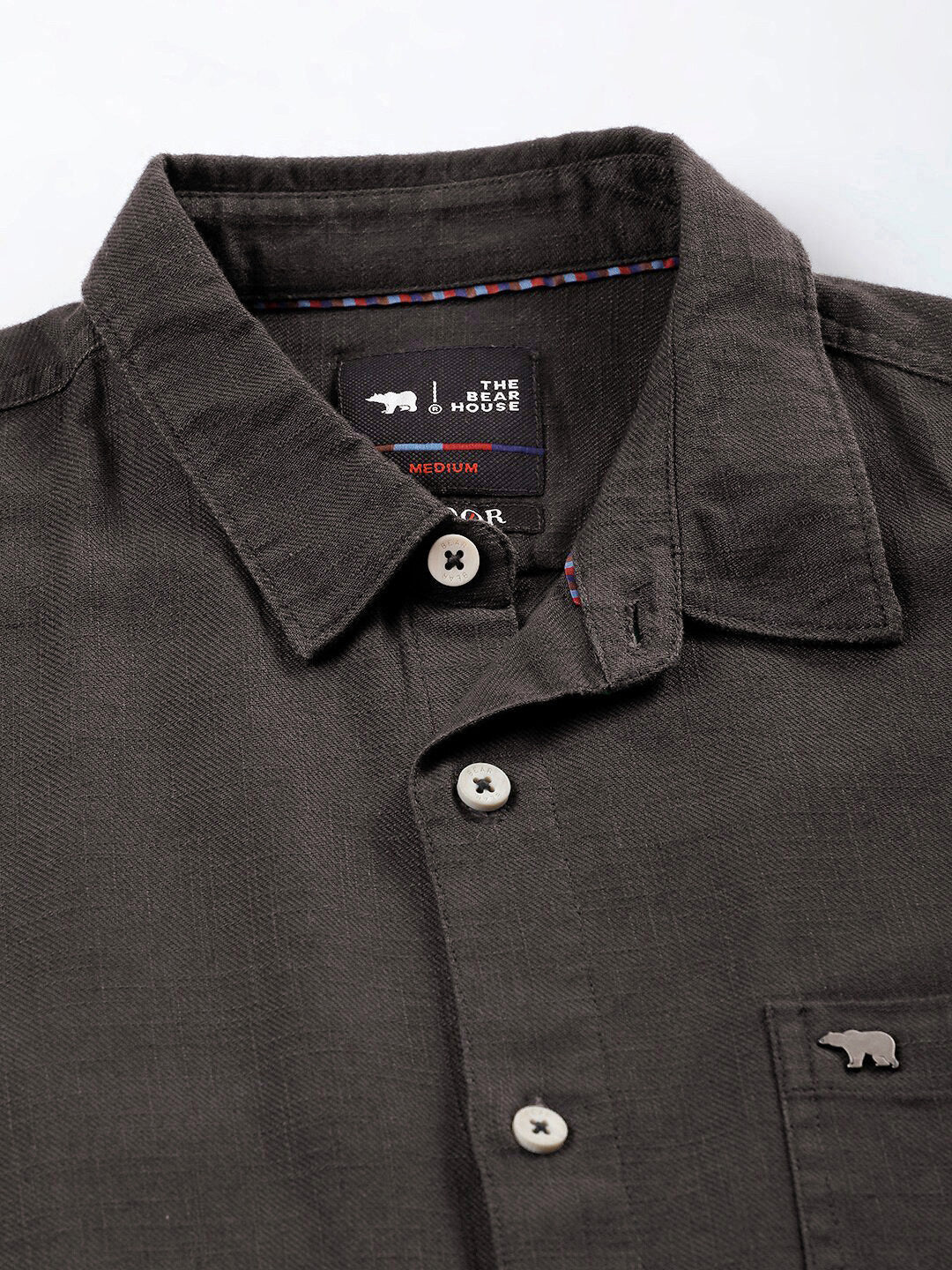 THE BEAR HOUSE Slim Fit Opaque Casual Pure Cotton Shirt