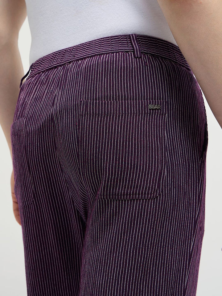 THE BEAR HOUSE Men Striped Slim Fit Pleated Trousers