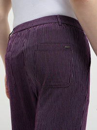 THE BEAR HOUSE Men Striped Slim Fit Pleated Trousers