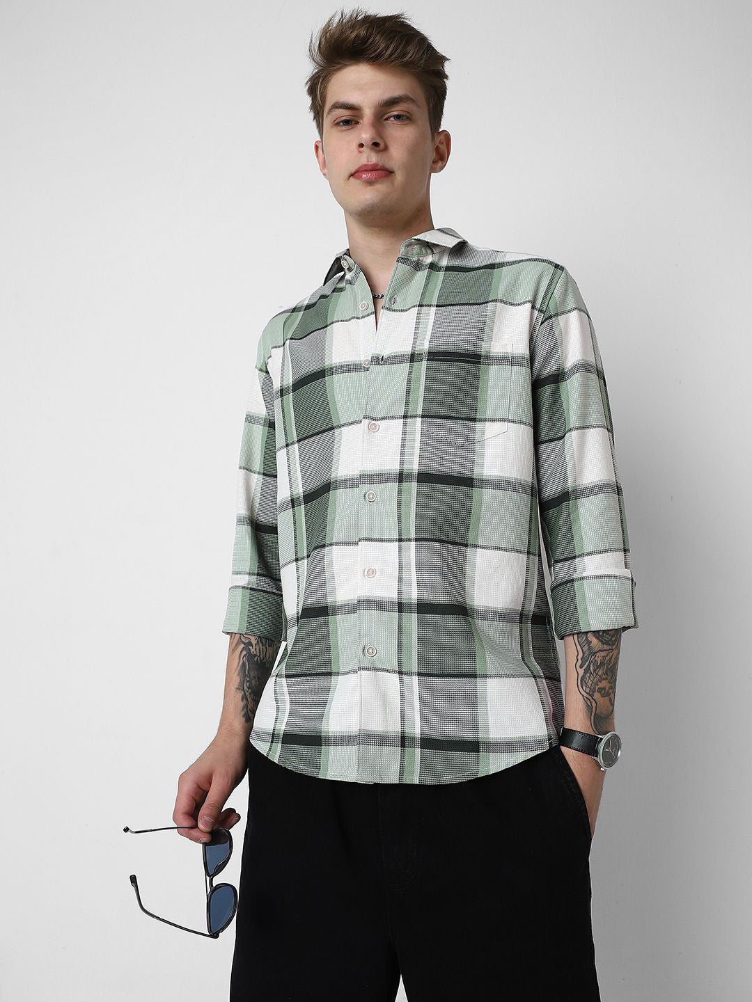 VASTRADO Men Classic Tartan Checks Opaque Checked Casual Shirt