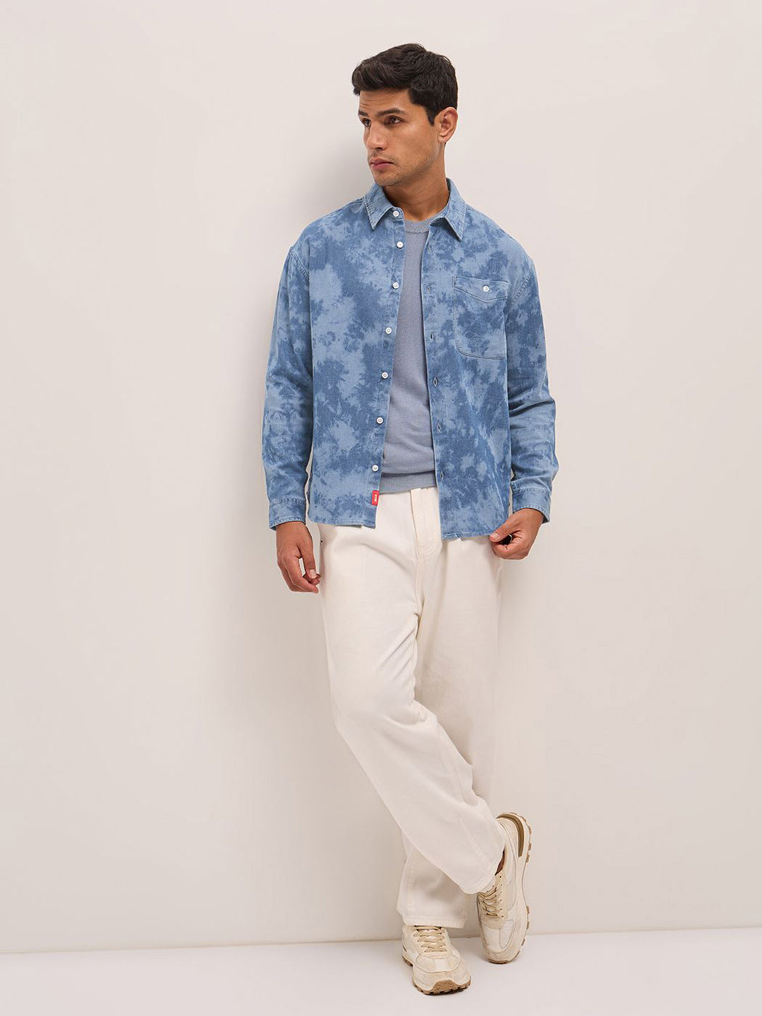 THE BEAR HOUSE Relaxed Fit Dyed Effect Casual Shirt