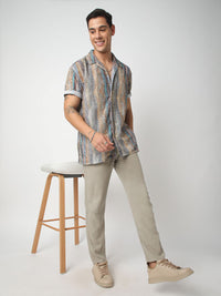 VASTRADO Men Classic Abstract Self Design Oversized Casual Shirt