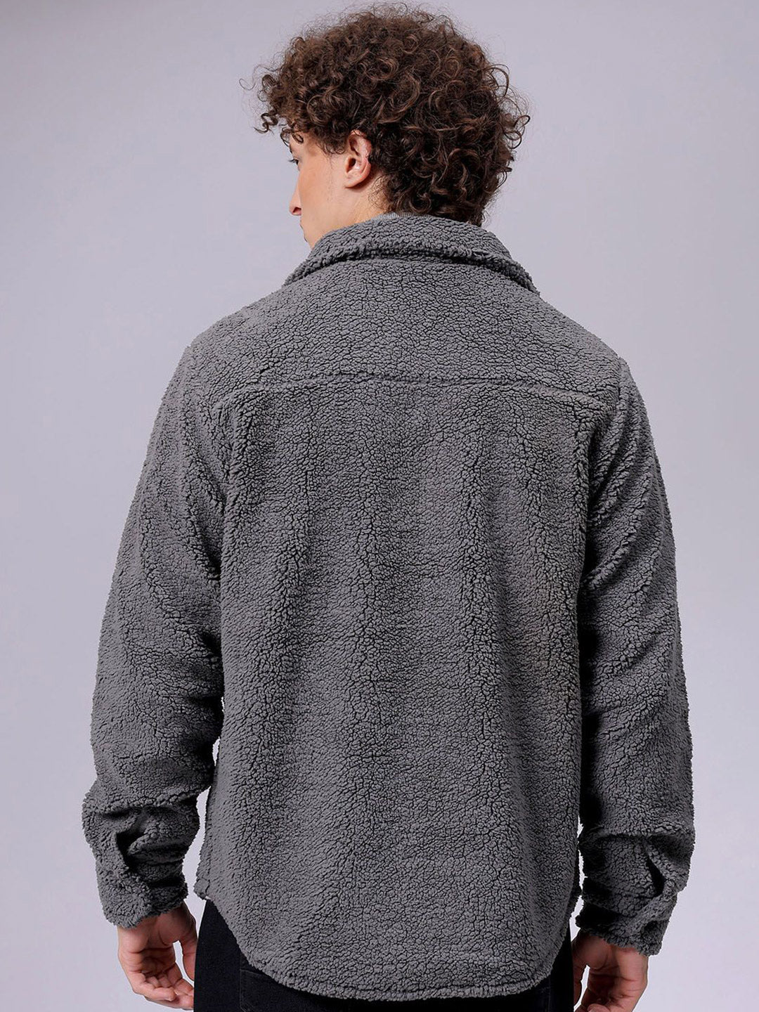 The Indian Garage Co Men Fleece Regular Fit Casual Winter Overshirt