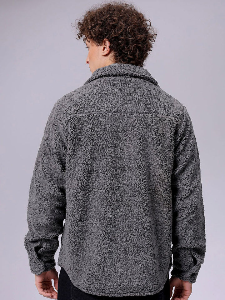 The Indian Garage Co Men Fleece Regular Fit Casual Winter Overshirt