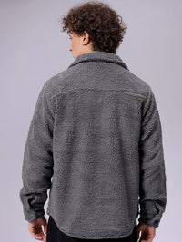 The Indian Garage Co Men Fleece Regular Fit Casual Winter Overshirt