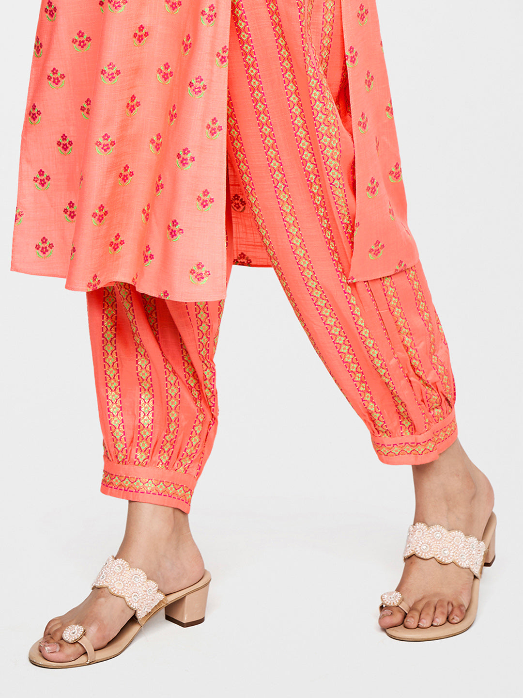 Global Desi Floral Printed Kurta with Dhoti Pant Set