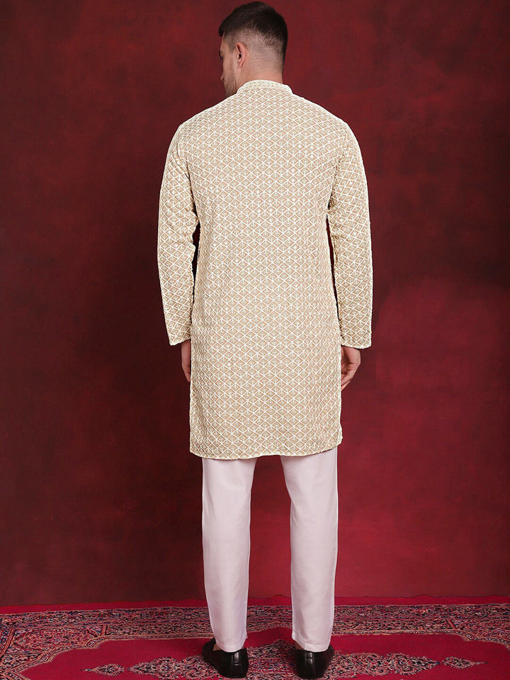 Jompers Embroidered Regular Sequinned Pure Cotton Kurta with Pyjamas