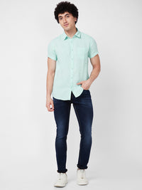 SPYKAR Spread Collar Short Sleeves Regular Fit Opaque Casual Shirt