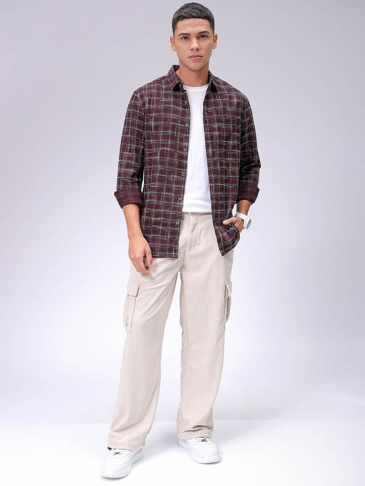 The Indian Garage Co Men Slim Fit Opaque Checked Casual Shirt