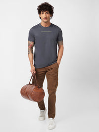 SPYKAR Round Neck Cotton Embellished Slim Fit T-shirt