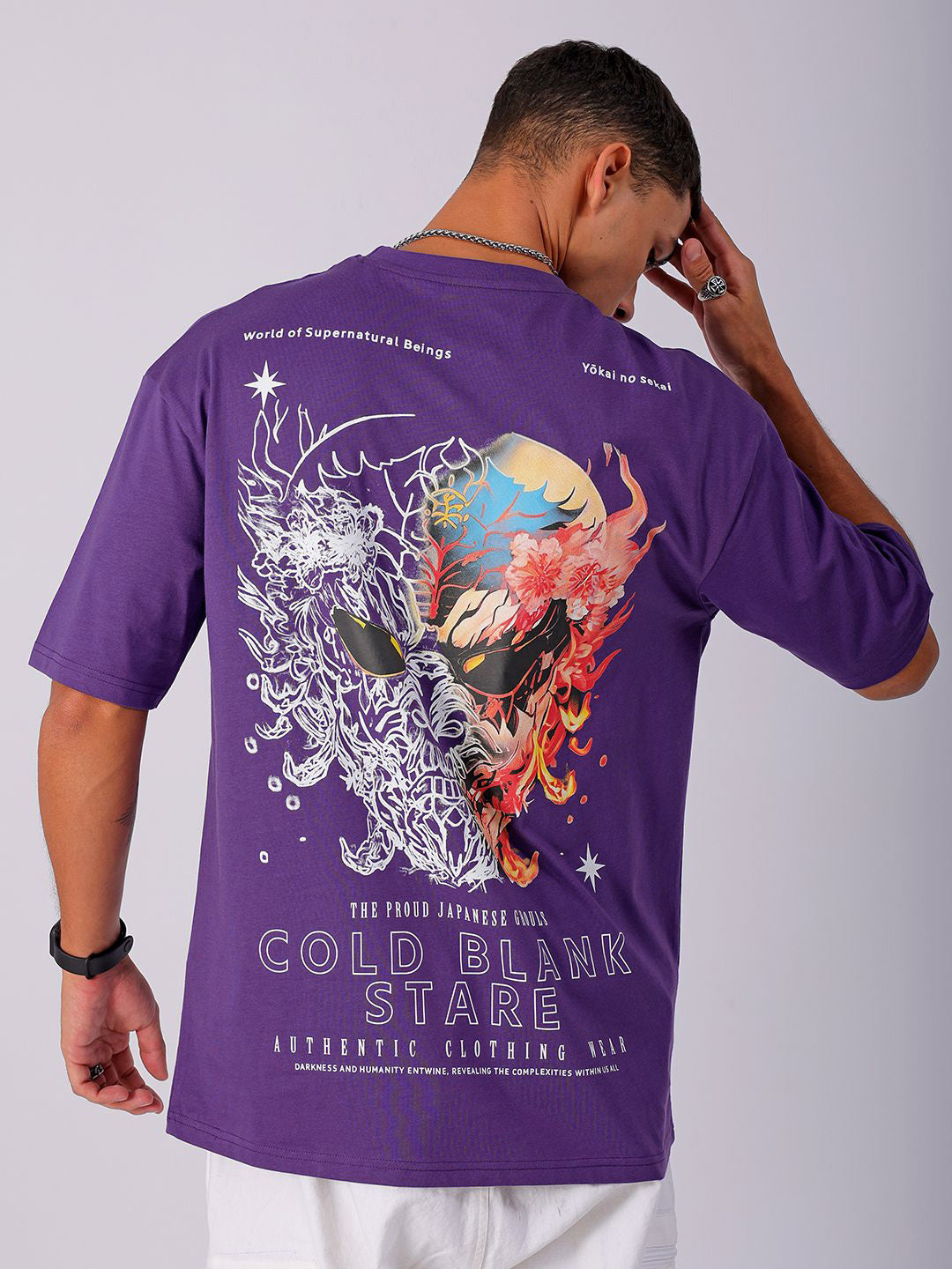 The Indian Garage Co Men Back Printed Boxy Oversized Pure Cotton T-shirt