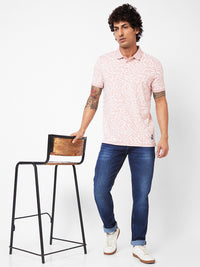 SPYKAR Abstract Printed Polo Collar Slim Fit T-shirt