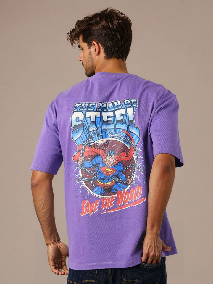 The Indian Garage Co Men Superman Graphic Printed Round Neck Cotton Relaxed Fit T-shirt