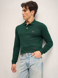 THE BEAR HOUSE Men Solid Polo Collar Cotton T-shirt