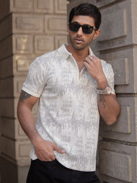 Powerlook Men Abstract Printed Polo Collar T-shirt