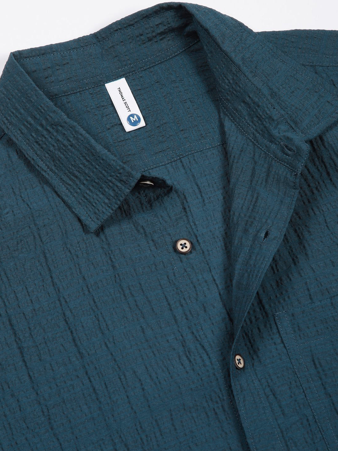 Thomas Scott Men Smart Slim Fit Spread Collar Textured Casual Shirt