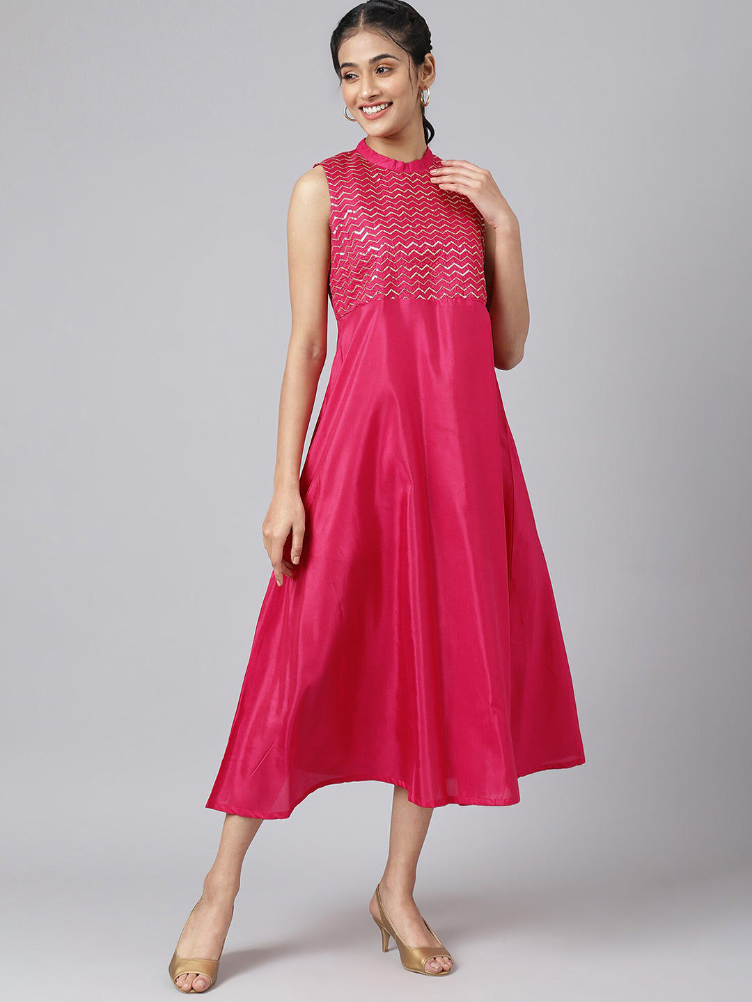 AURELIA Women Blue Ethnic Motifs Printed Flared Sleeves Anarkali Kurta