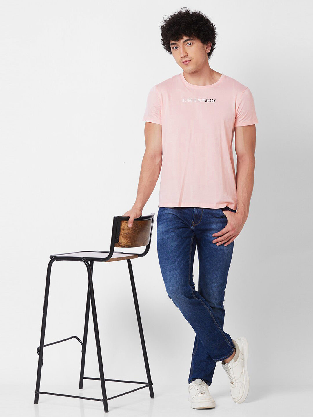 SPYKAR Typography Cotton Slim Fit T-shirt