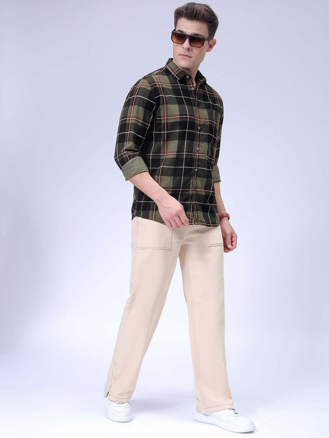 The Indian Garage Co Spread Collar Tartan Checked Casual Shirt