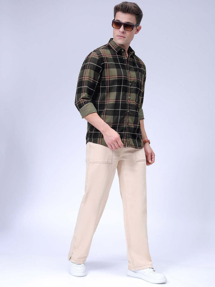 The Indian Garage Co Spread Collar Tartan Checked Casual Shirt