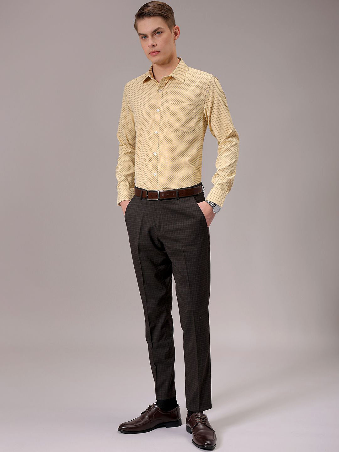 The Indian Garage Co. X Luxe Men Spread Collar Micro Ditsy Printed Slim Fit Formal Shirt