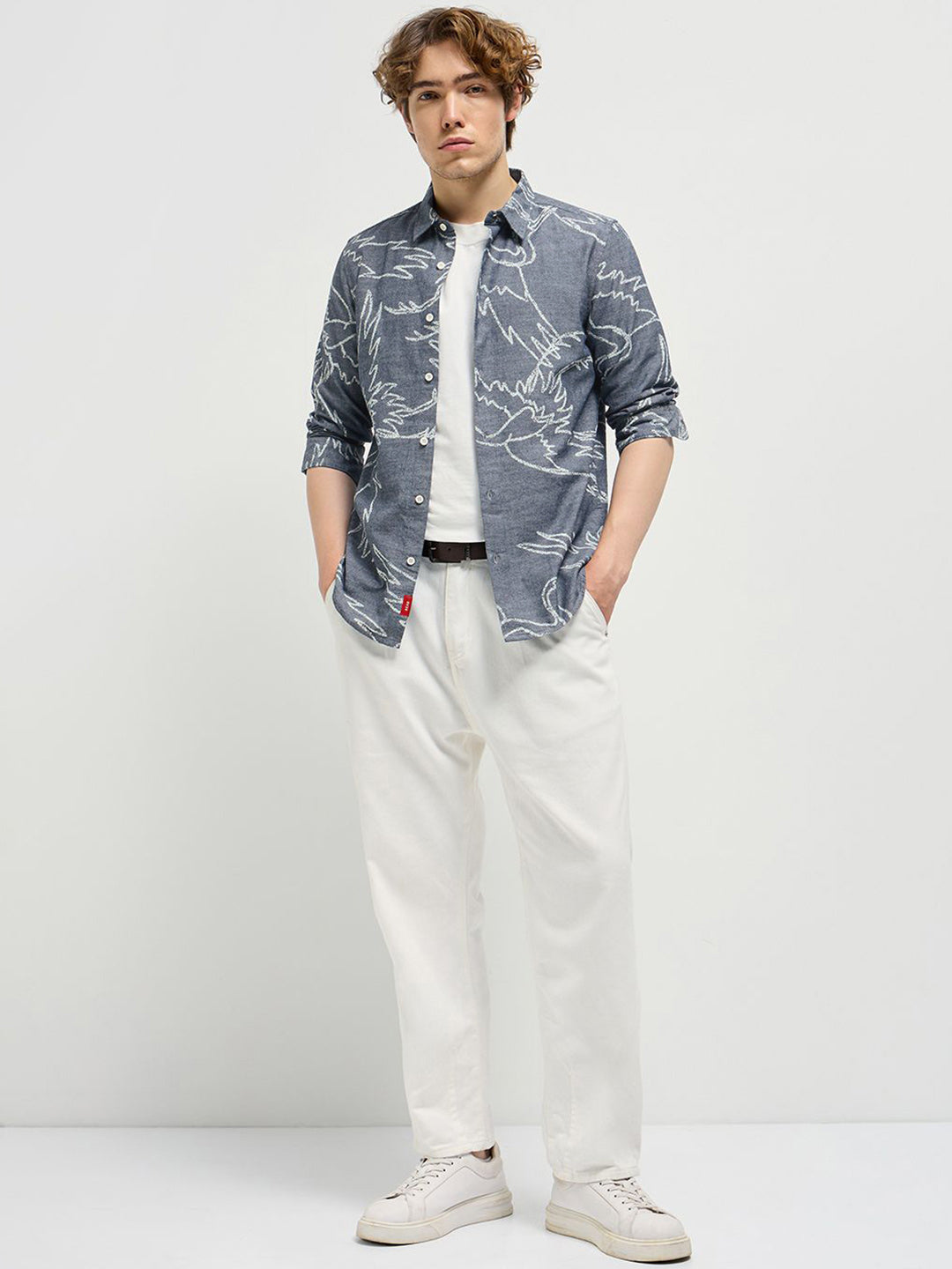 THE BEAR HOUSE Men Spread Collar Abstract Printed Pure Cotton Casual Shirt