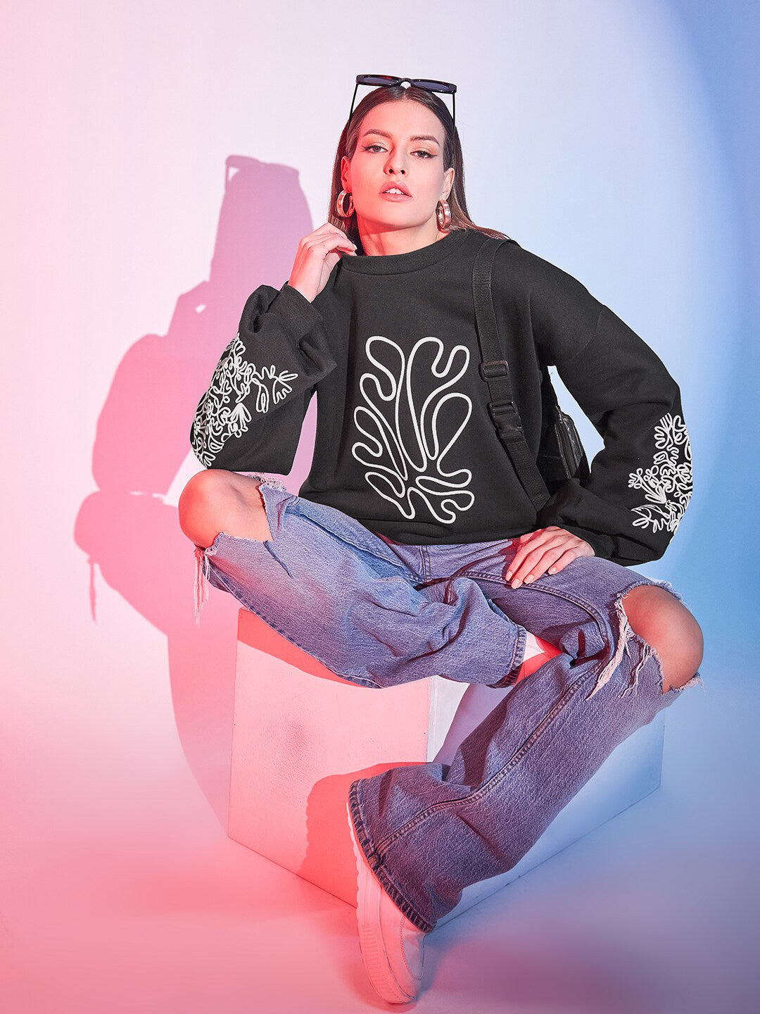 STREET 9 Graphic Printed Fleece Pullover
