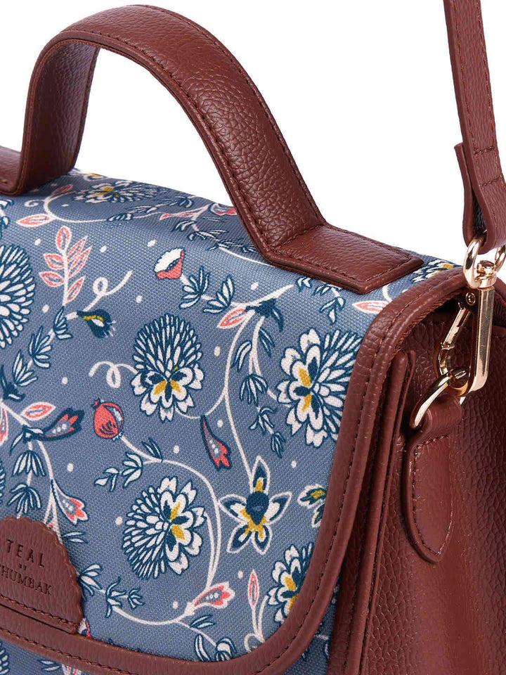 TEAL BY CHUMBAK Floral Printed Satchel