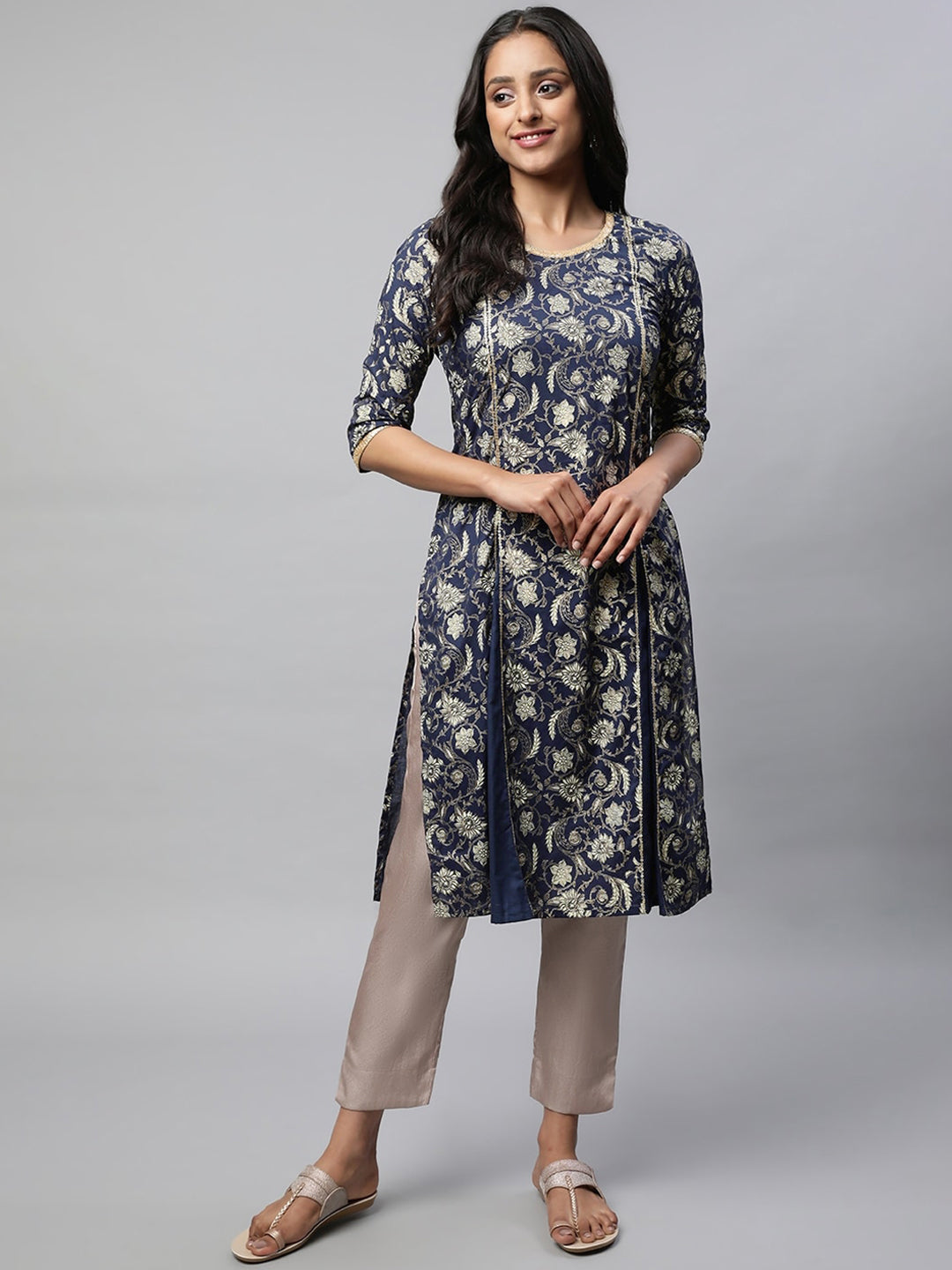 AURELIA Festive Floral Print Kurta