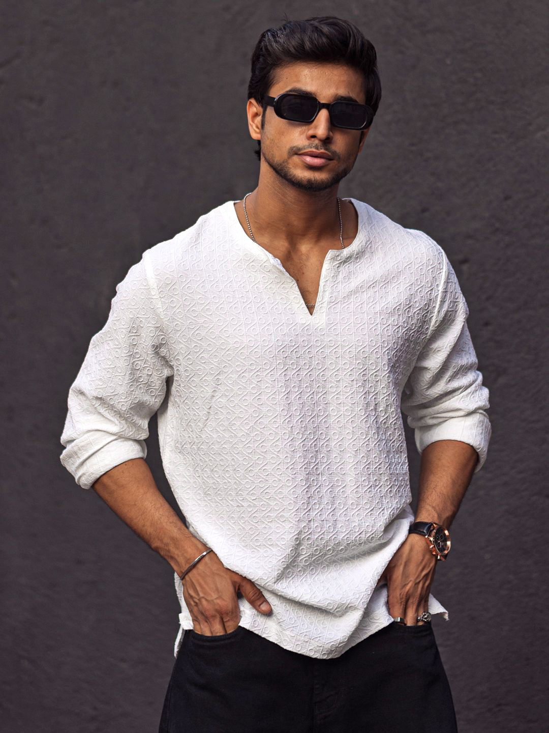 Powerlook Men Self Design Mandarin Collar Kurta