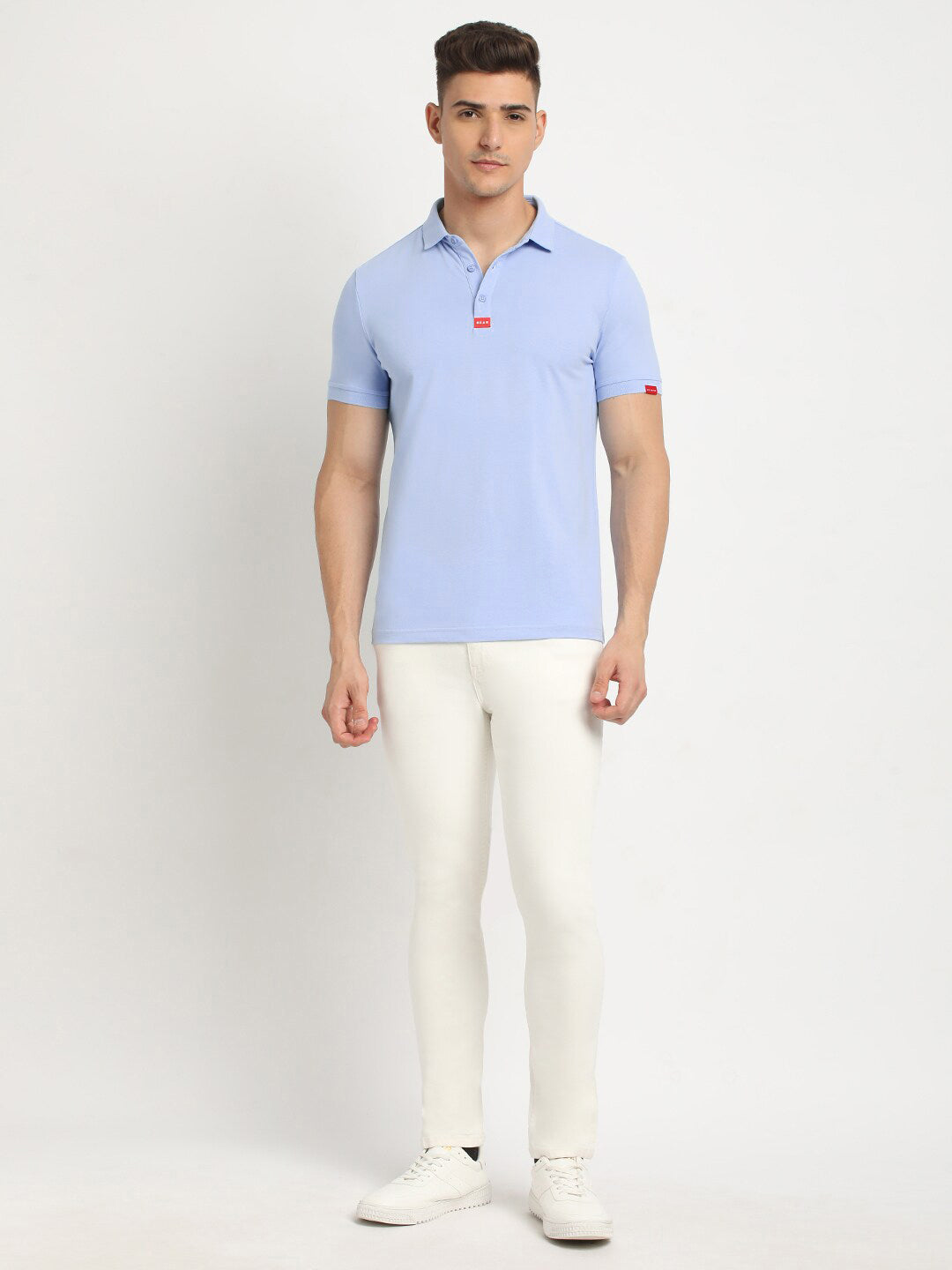 THE BEAR HOUSE Polo Collar Short Sleeves Slim Fit T-shirt