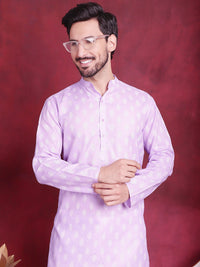 Jompers Ethnic Motifs Floral Printed Mandarin Collar Pure Cotton Kurta