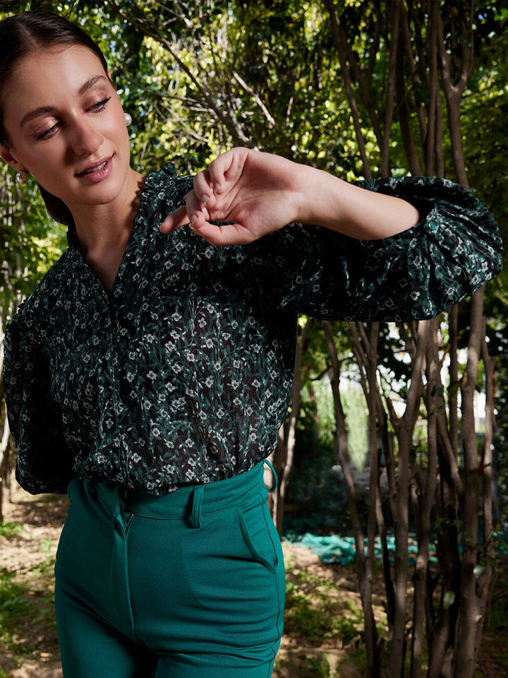 STREET 9 Green Comfort Floral Printed Casual Shirt