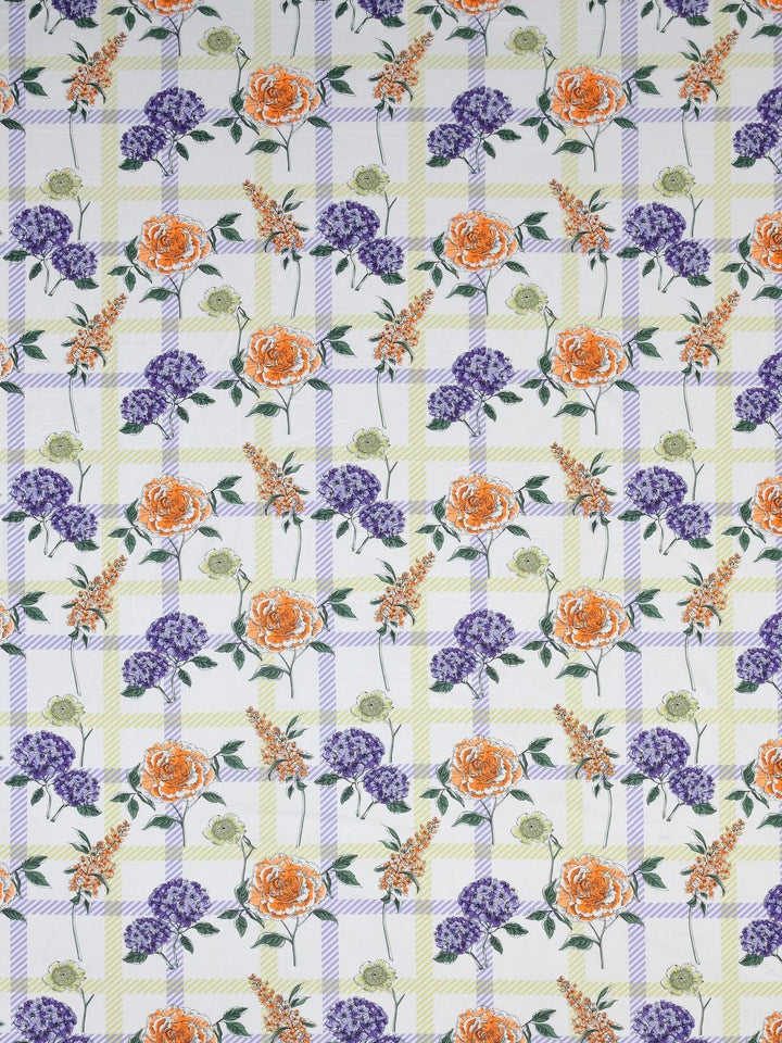 BOMBAY DYEING Florentine White Floral Pure Cotton 144TC Queen Bedsheet Set 2.28 m X 2.54m