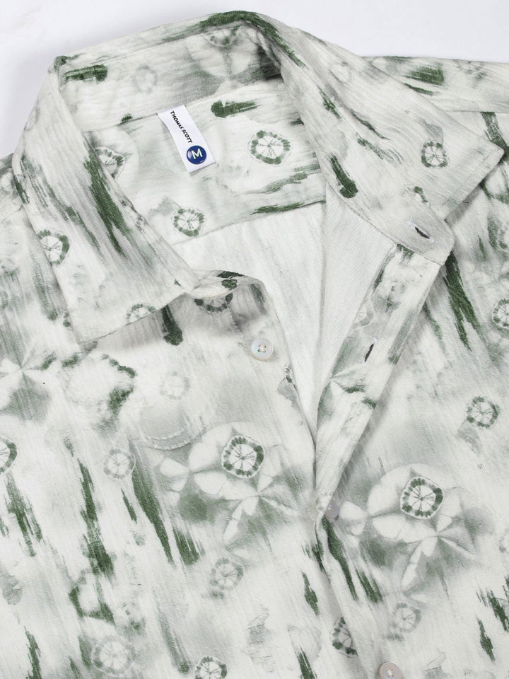 Thomas Scott Men Premium Cutaway Collar Abstract Printed Casual Shirt