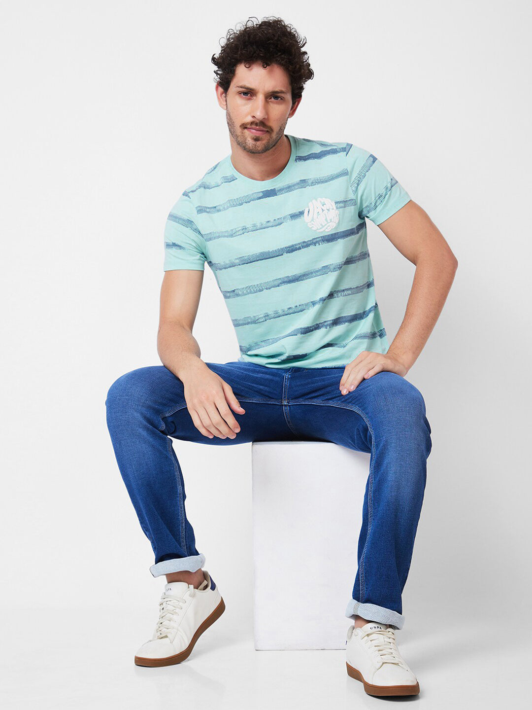 SPYKAR Striped Cotton Slim Fit T-shirt