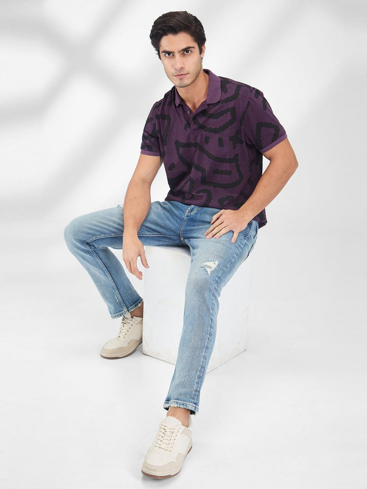 SPYKAR Men Printed Polo Collar Slim Fit T-shirt