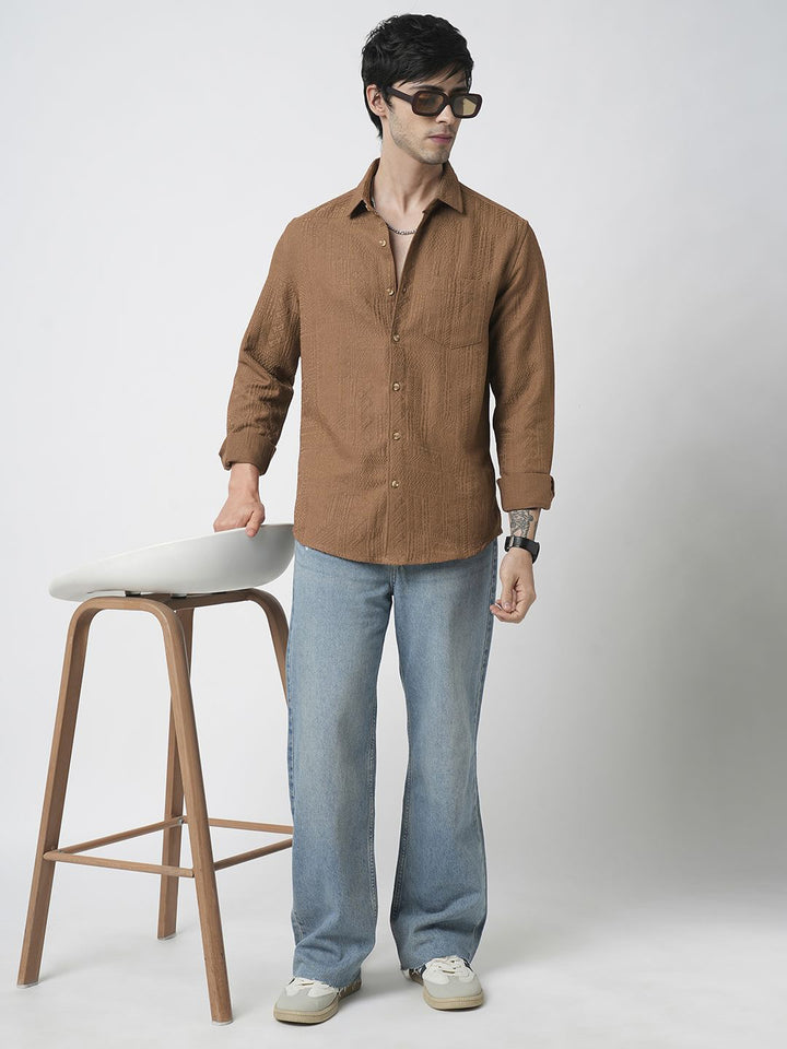 VASTRADO Men Classic Spread Collar Solid Slim Fit Casual Shirt